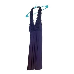 Elegant Navy Blue Halter Nightgown